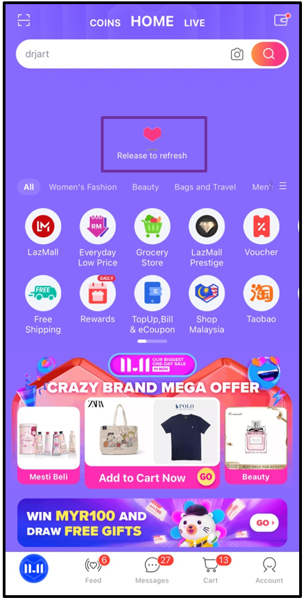 Lazada website offering a variety of products for online shopping in Singapore.
