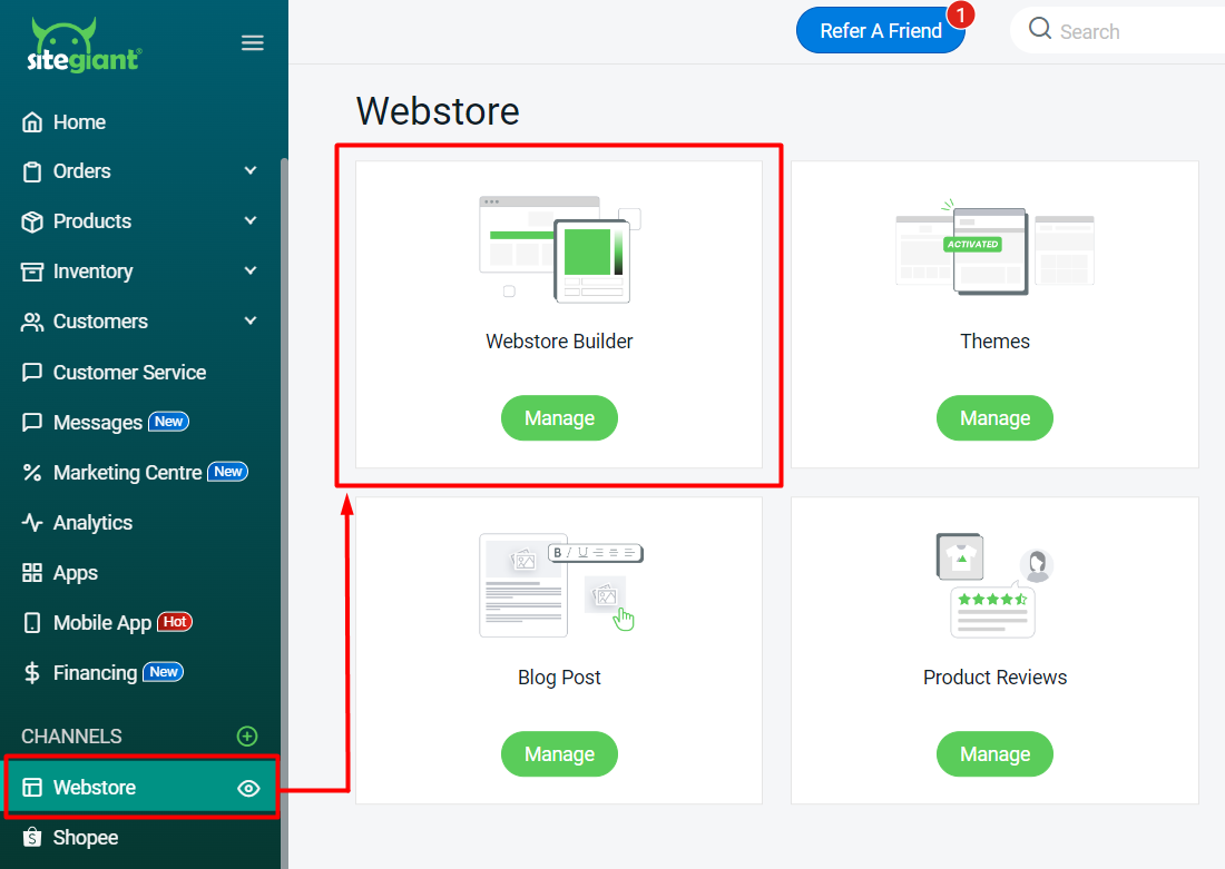 SiteGiant Webstore Builder tutorial for setting up your ecommerce platform.