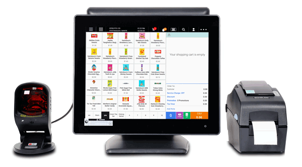EPOS system interface offering a complete solution for transactions, stock management, and real-time sales tracking.