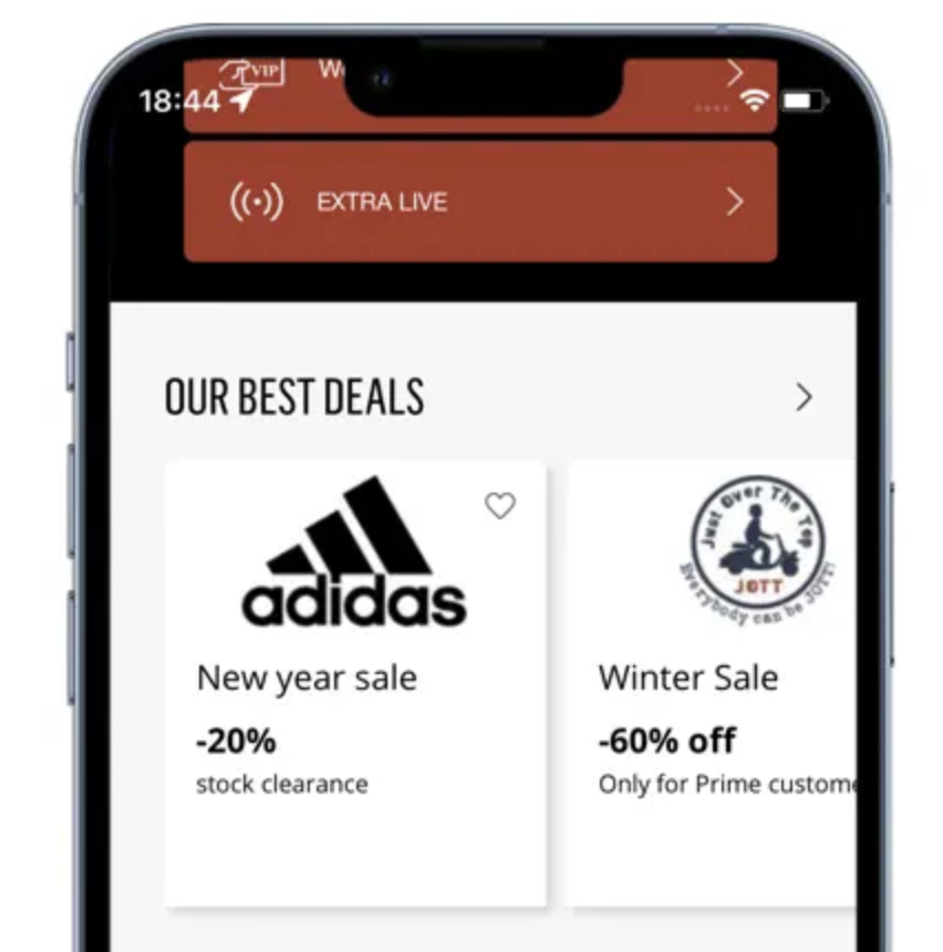 Exclusive discounts and offers available on the shopping app for members.